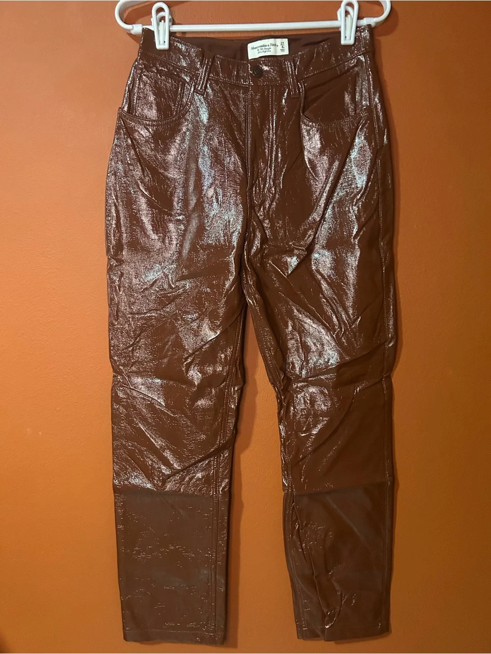 Abercrombie & Fitch Brown Glossy woman’s Pants - Picture 1 of 5